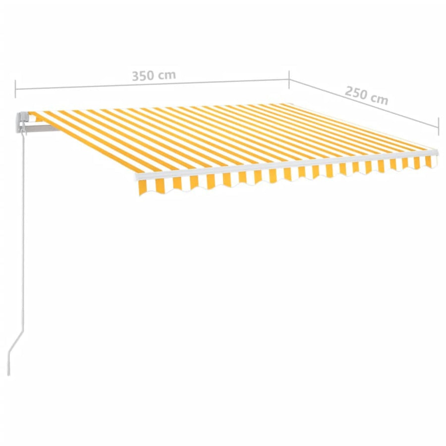 Luifel Handmatig Uittrekbaar Met Led 350 x 250 cm Geel en wit