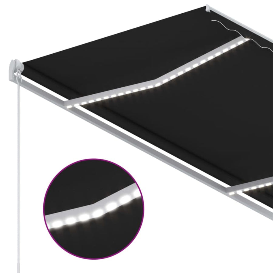 Luifel Handmatig Uittrekbaar Met Led 350X250 Cm Antracietkleur 350 x 250 cm