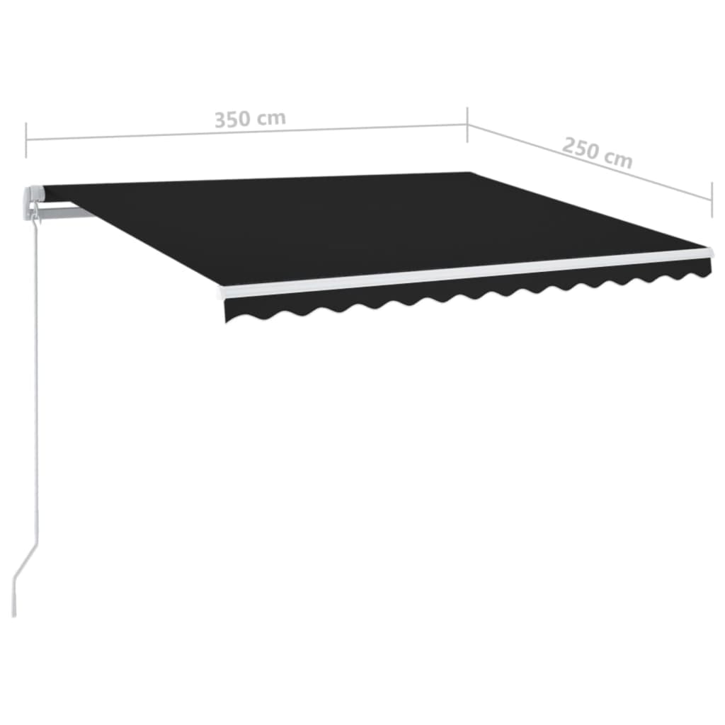Luifel Handmatig Uittrekbaar Met Led 350X250 Cm Antracietkleur 350 x 250 cm
