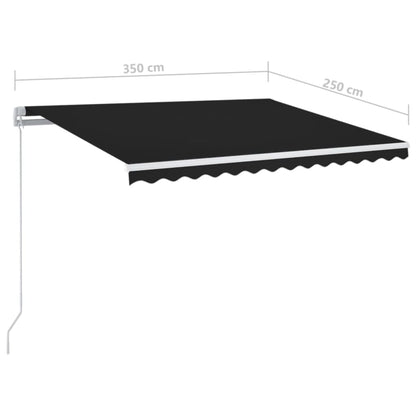 Luifel Handmatig Uittrekbaar Met Led 350X250 Cm Antracietkleur 350 x 250 cm