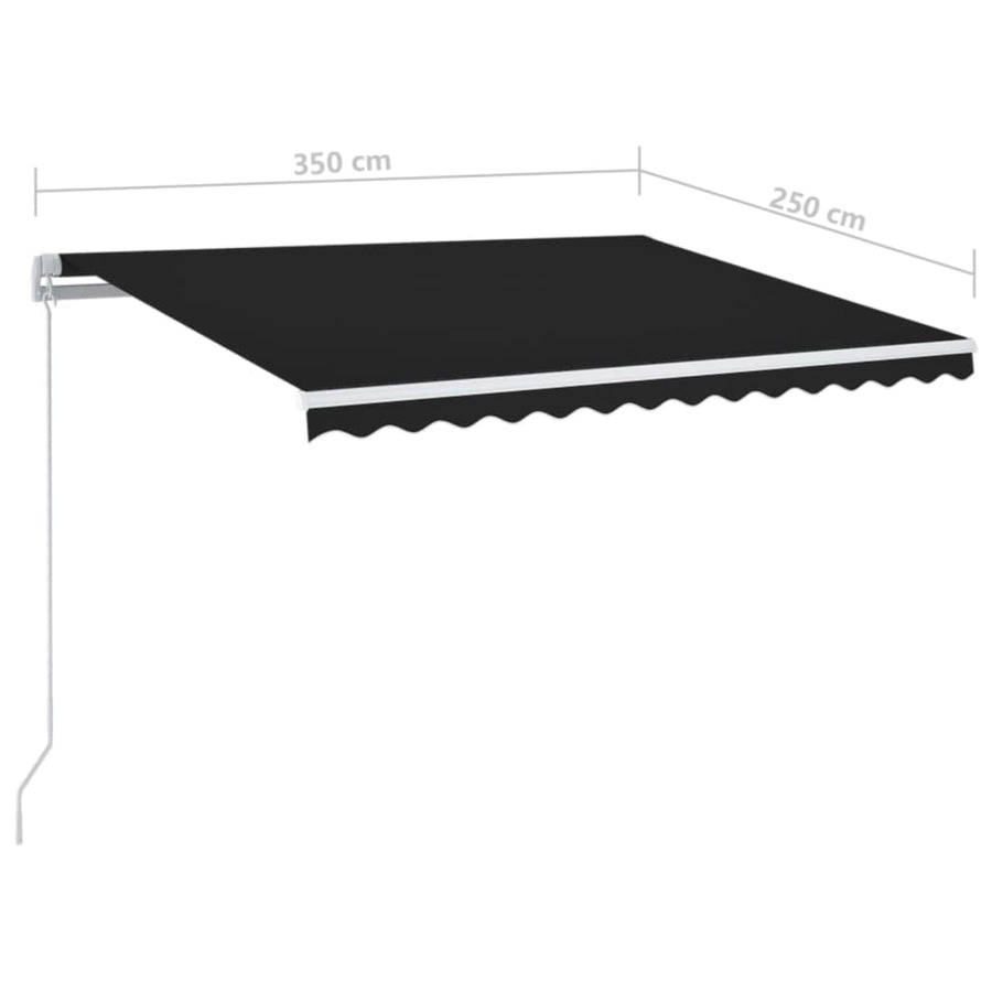 Luifel Handmatig Uittrekbaar Met Led 350X250 Cm Antracietkleur 350 x 250 cm