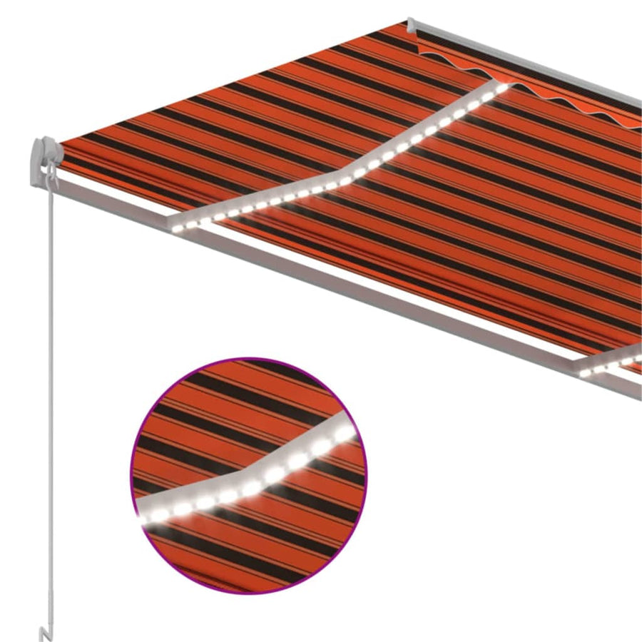 Luifel Handmatig Uittrekbaar Met Led Oranje En Bruin 350 x 250 cm Multikleur