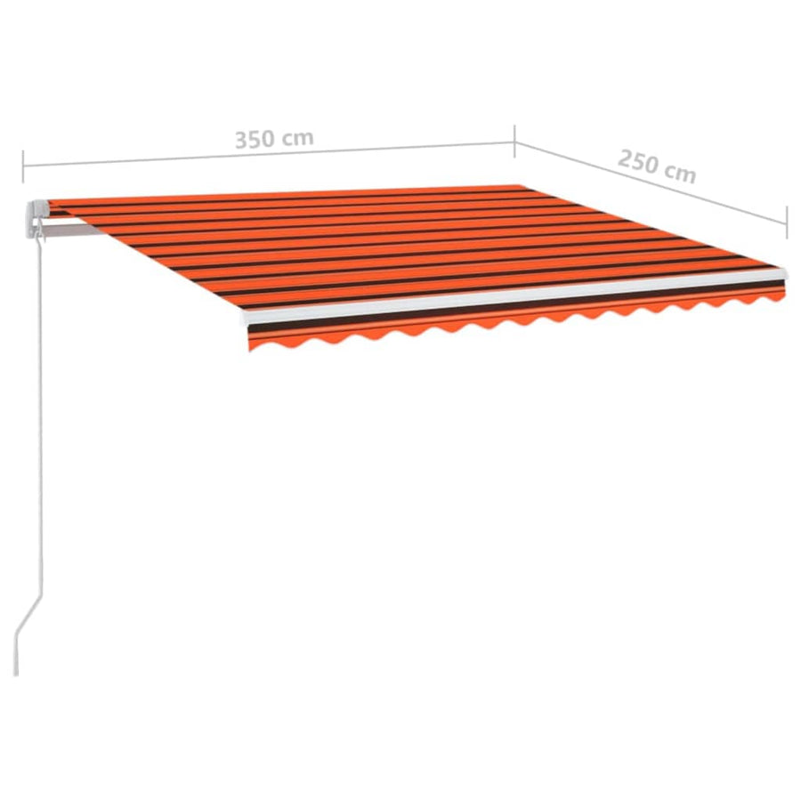 Luifel Handmatig Uittrekbaar Met Led Oranje En Bruin 350 x 250 cm Multikleur