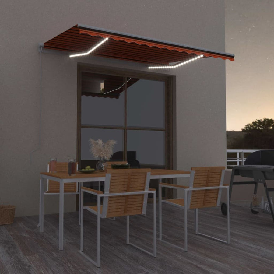 Luifel Handmatig Uittrekbaar Met Led Oranje En Bruin 350 x 250 cm Multikleur