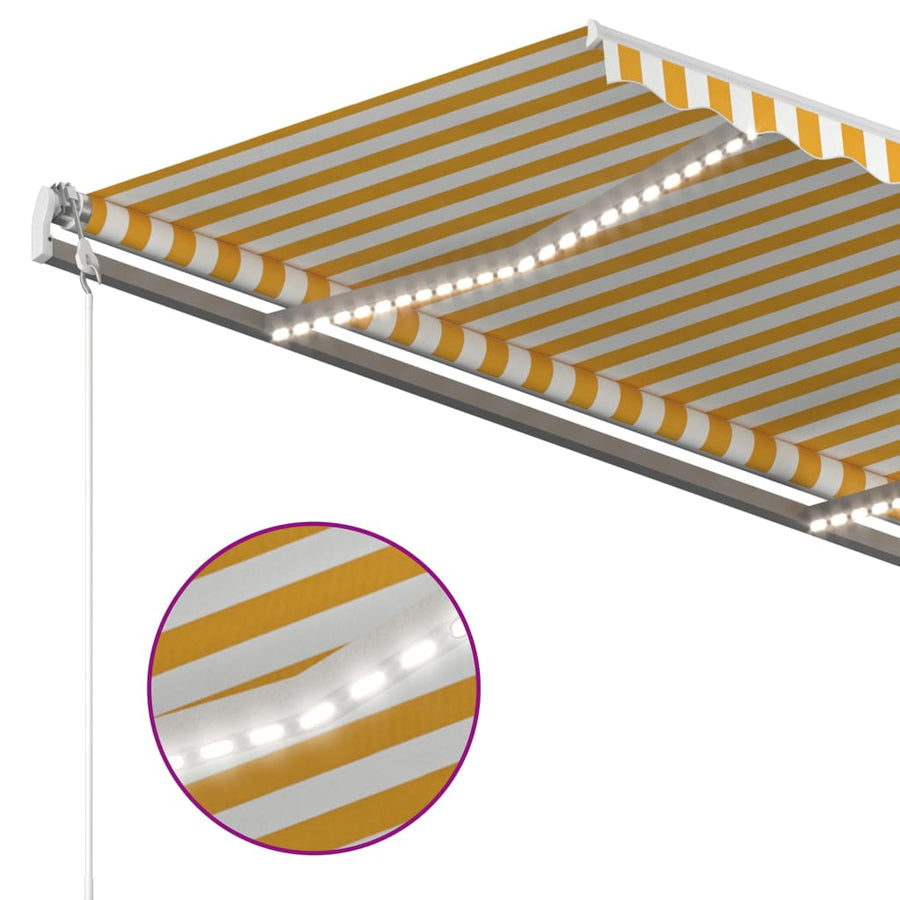 Luifel Automatisch Met Led En Windsensor 350 x 250 cm Geel en wit