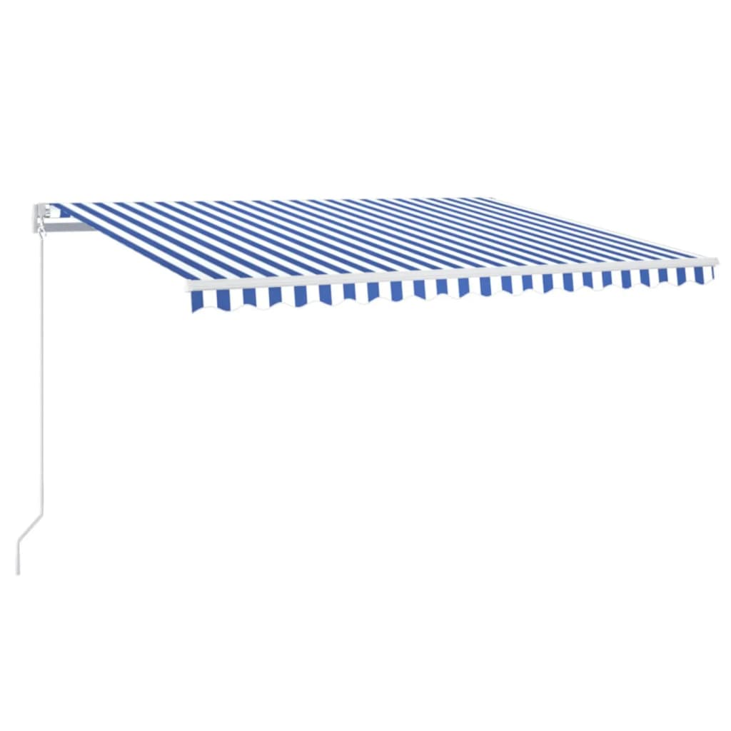 Luifel Handmatig Uittrekbaar Met Led 400 x 300 cm Blauw en wit