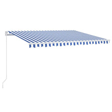 Luifel Handmatig Uittrekbaar Met Led 400 x 300 cm Blauw en wit
