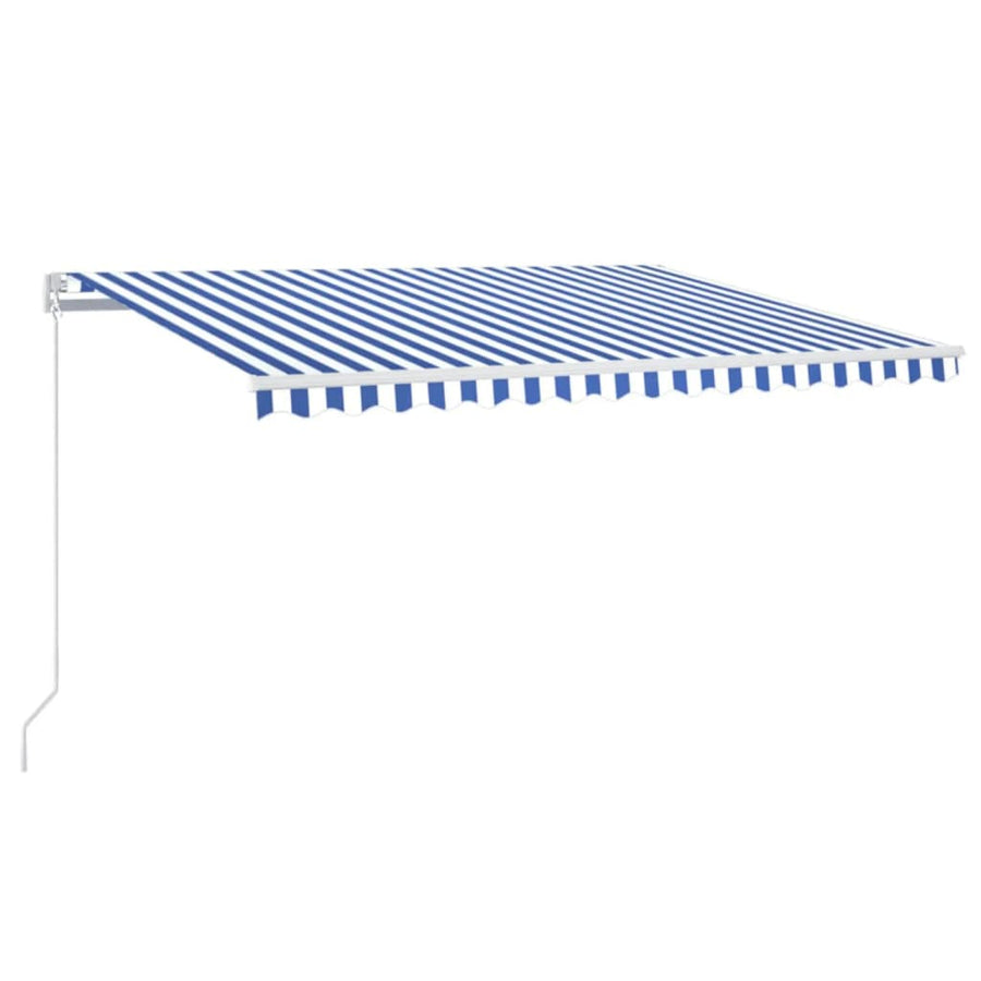 Luifel Handmatig Uittrekbaar Met Led 400 x 300 cm Blauw en wit