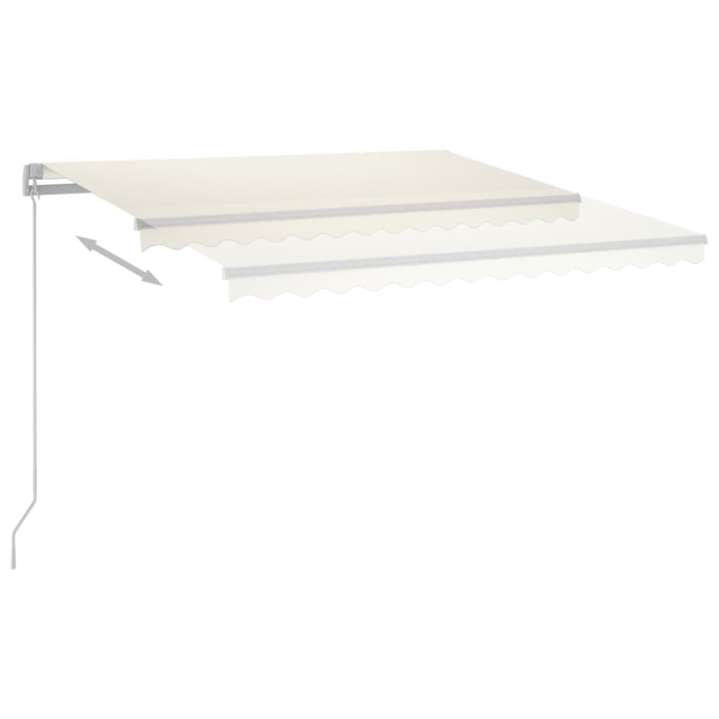 Luifel Handmatig Uittrekbaar Met Led 400X300 Cm Crèmekleurig 400 x 300 cm