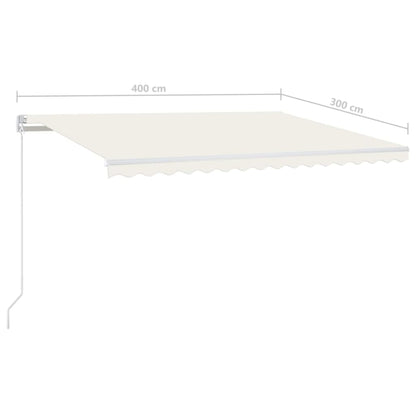 Luifel Handmatig Uittrekbaar Met Led 400X300 Cm Crèmekleurig 400 x 300 cm