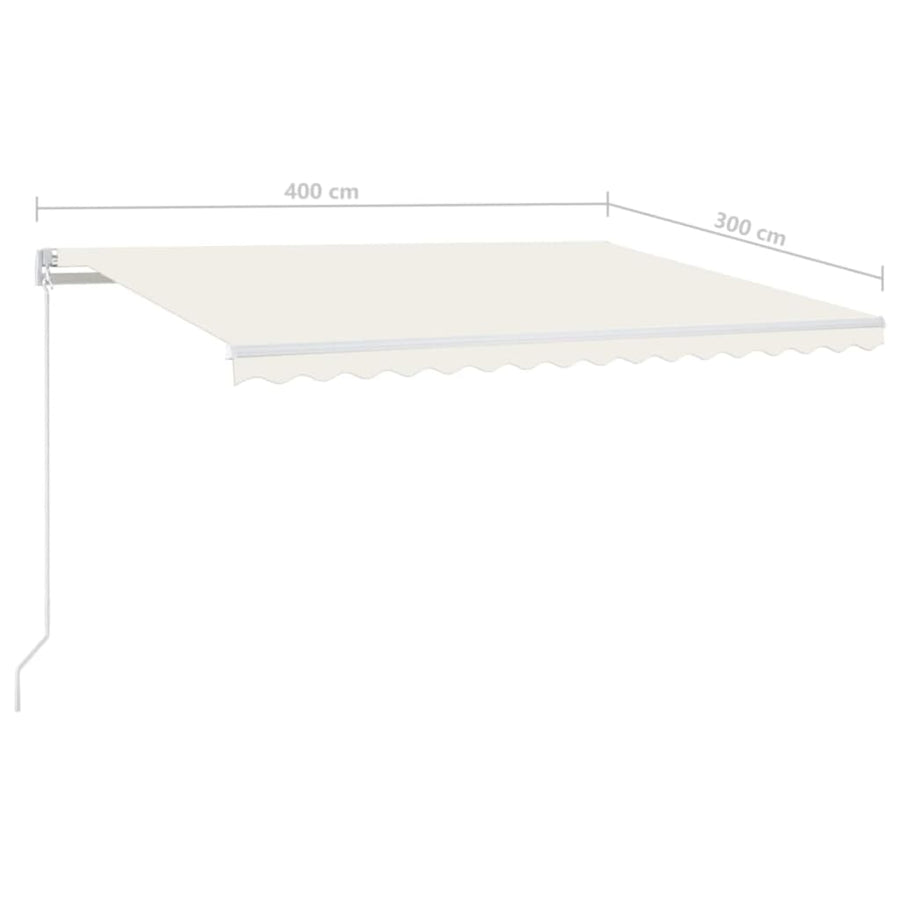 Luifel Handmatig Uittrekbaar Met Led 400X300 Cm Crèmekleurig 400 x 300 cm
