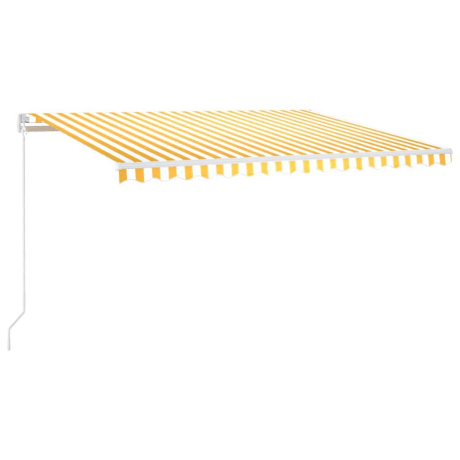Luifel Handmatig Uittrekbaar Met Led 400X300 Cm Geel En Wit 400 x 300 cm