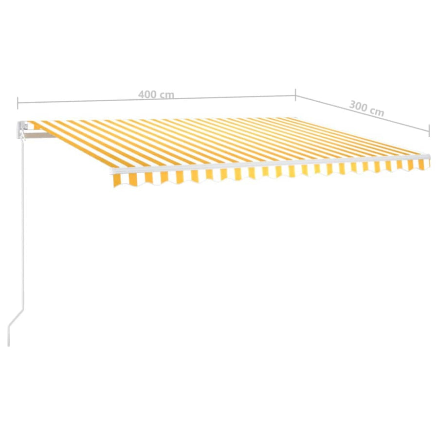 Luifel Handmatig Uittrekbaar Met Led 400X300 Cm Geel En Wit 400 x 300 cm