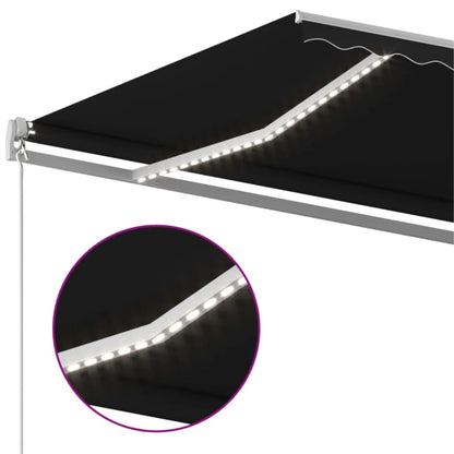 Luifel Handmatig Uittrekbaar Met Led 400X300 Cm Antracietkleur 400 x 300 cm