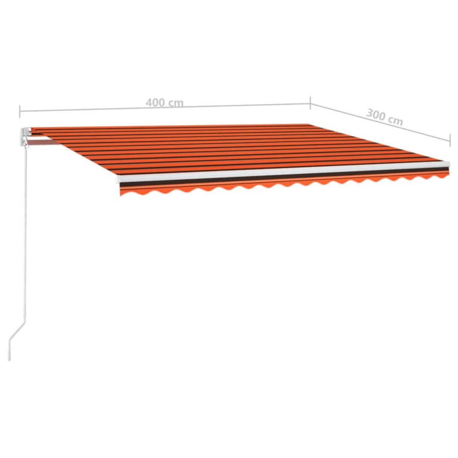 Luifel Handmatig Uittrekbaar Met Led Oranje En Bruin 400 x 300 cm Multikleur