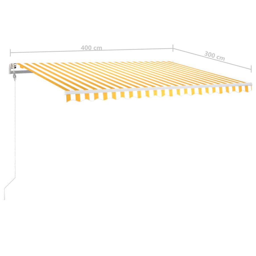 Luifel Automatisch Met Led En Windsensor 400X300 Cm Geel En Wit 400 x 300 cm