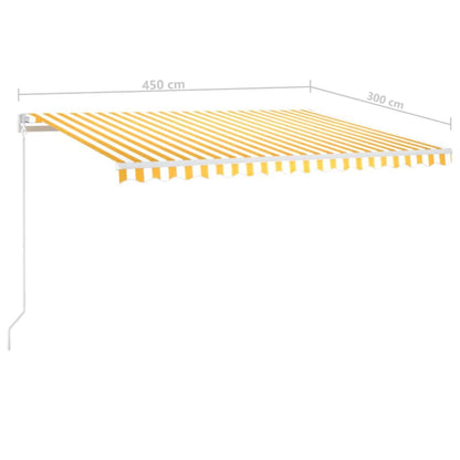 Luifel Handmatig Uittrekbaar 450 x 300 cm Geel en wit