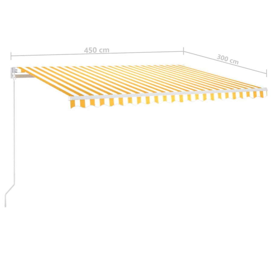 Luifel Handmatig Uittrekbaar 450 x 300 cm Geel en wit