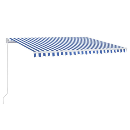 Luifel Handmatig Uittrekbaar Met Led 450X300 Cm Blauw En Wit