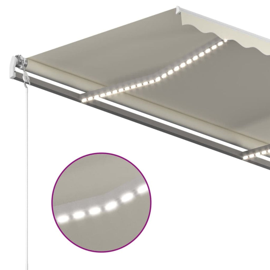 Luifel Handmatig Uittrekbaar Met Led 450X300 Cm Crèmekleurig 450 x 300 cm