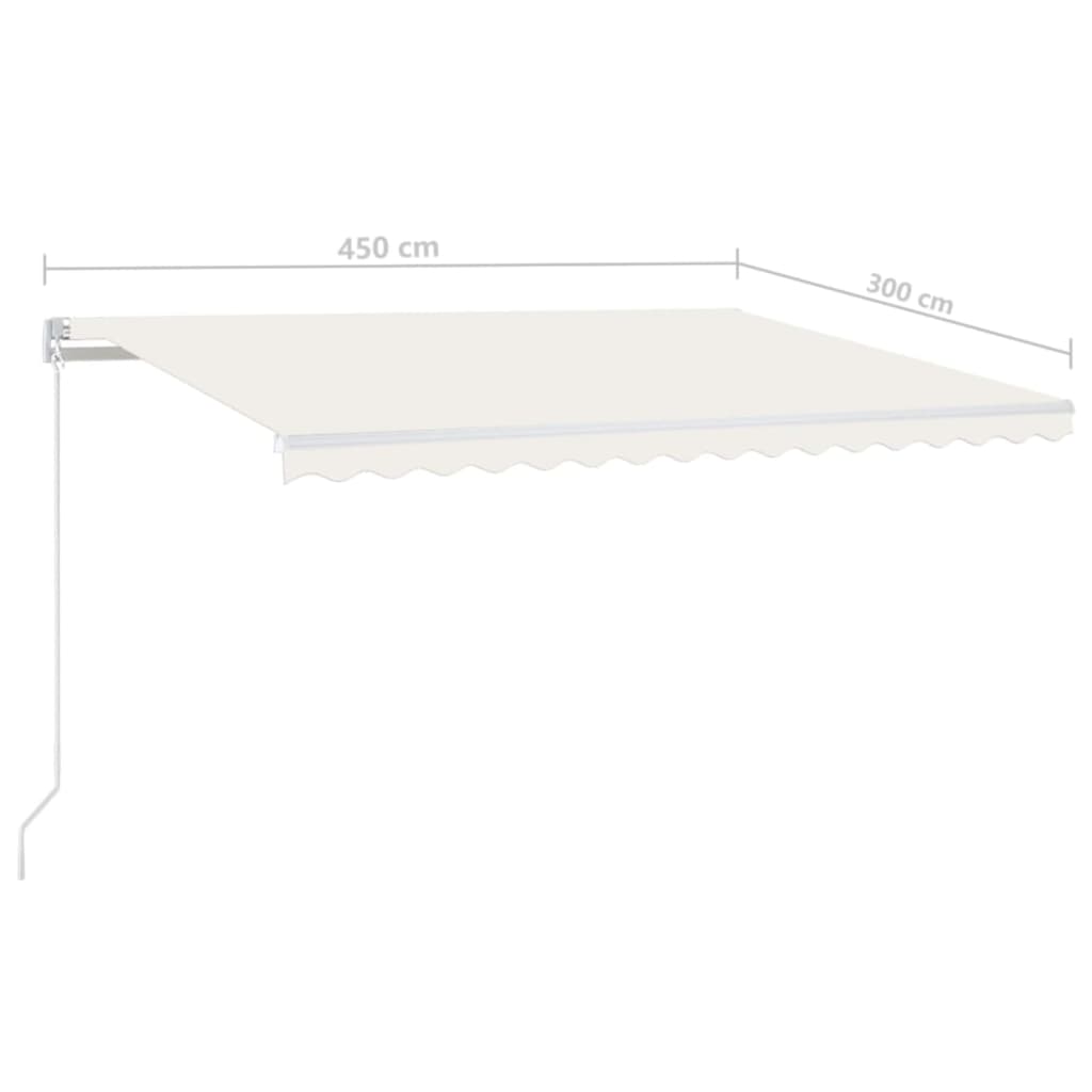 Luifel Handmatig Uittrekbaar Met Led 450X300 Cm Crèmekleurig 450 x 300 cm