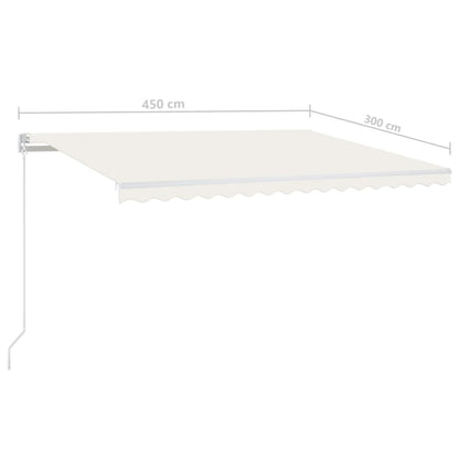 Luifel Handmatig Uittrekbaar Met Led 450X300 Cm Crèmekleurig 450 x 300 cm