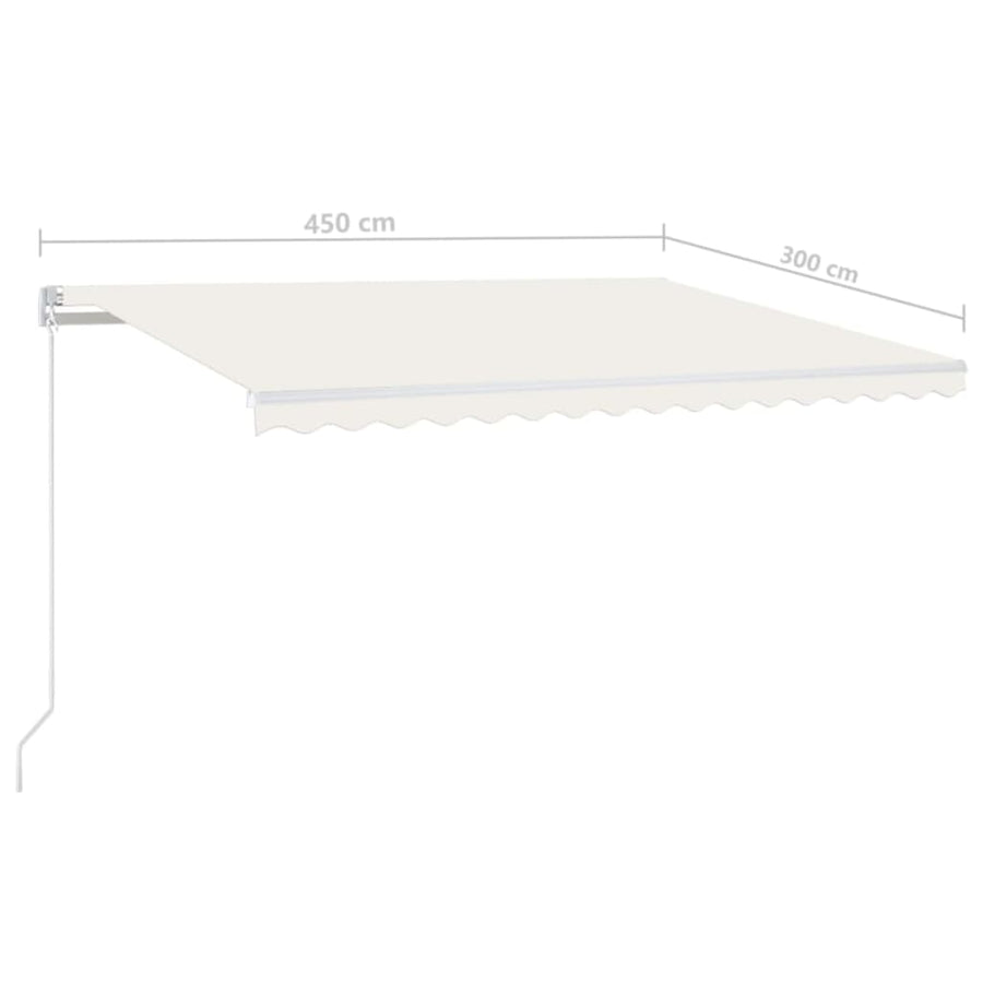 Luifel Handmatig Uittrekbaar Met Led 450X300 Cm Crèmekleurig 450 x 300 cm