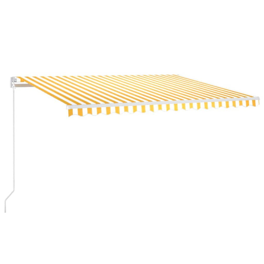 Luifel Handmatig Uittrekbaar Met Led 450X300 Cm Geel En Wit 450 x 300 cm