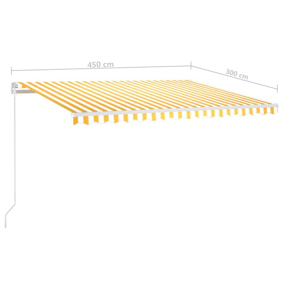 Luifel Handmatig Uittrekbaar Met Led 450X300 Cm Geel En Wit 450 x 300 cm