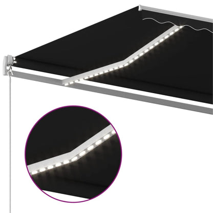 Luifel Handmatig Uittrekbaar Met Led 450X300 Cm Antracietkleur 450 x 300 cm