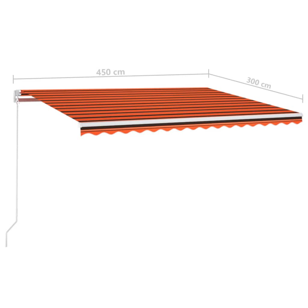 Luifel Handmatig Uittrekbaar Met Led 450X300 Cm Oranje En Bruin 450 x 300 cm Multikleur