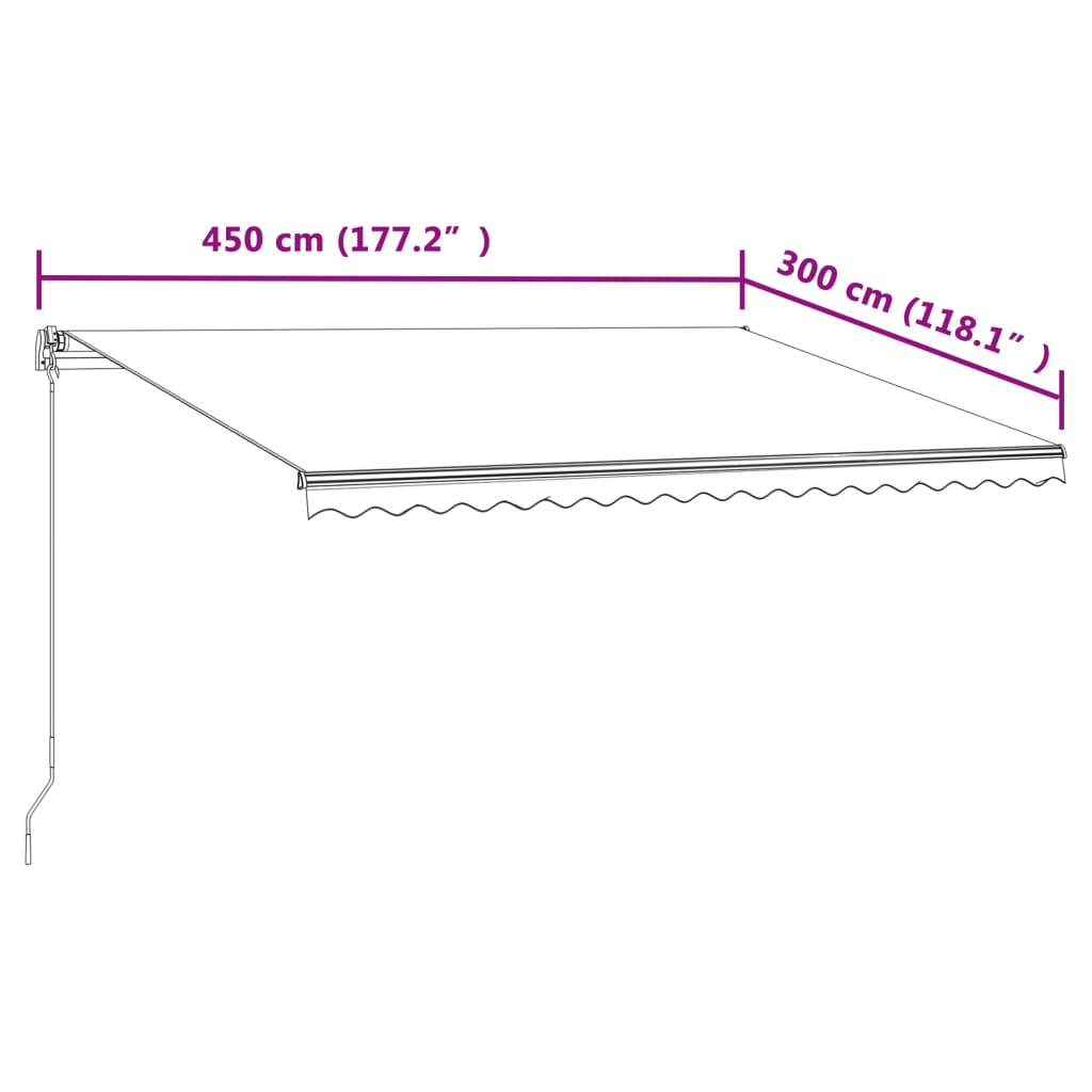 Luifel Automatisch Uittrekbaar 450 x 300 cm Geel en wit