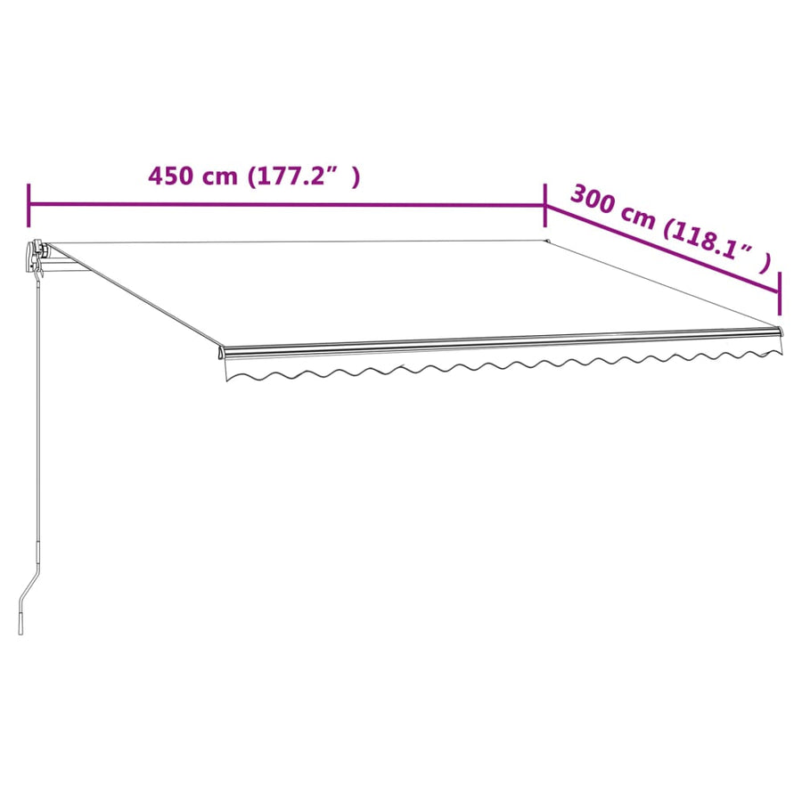 Luifel Automatisch Uittrekbaar 450 x 300 cm Geel en wit
