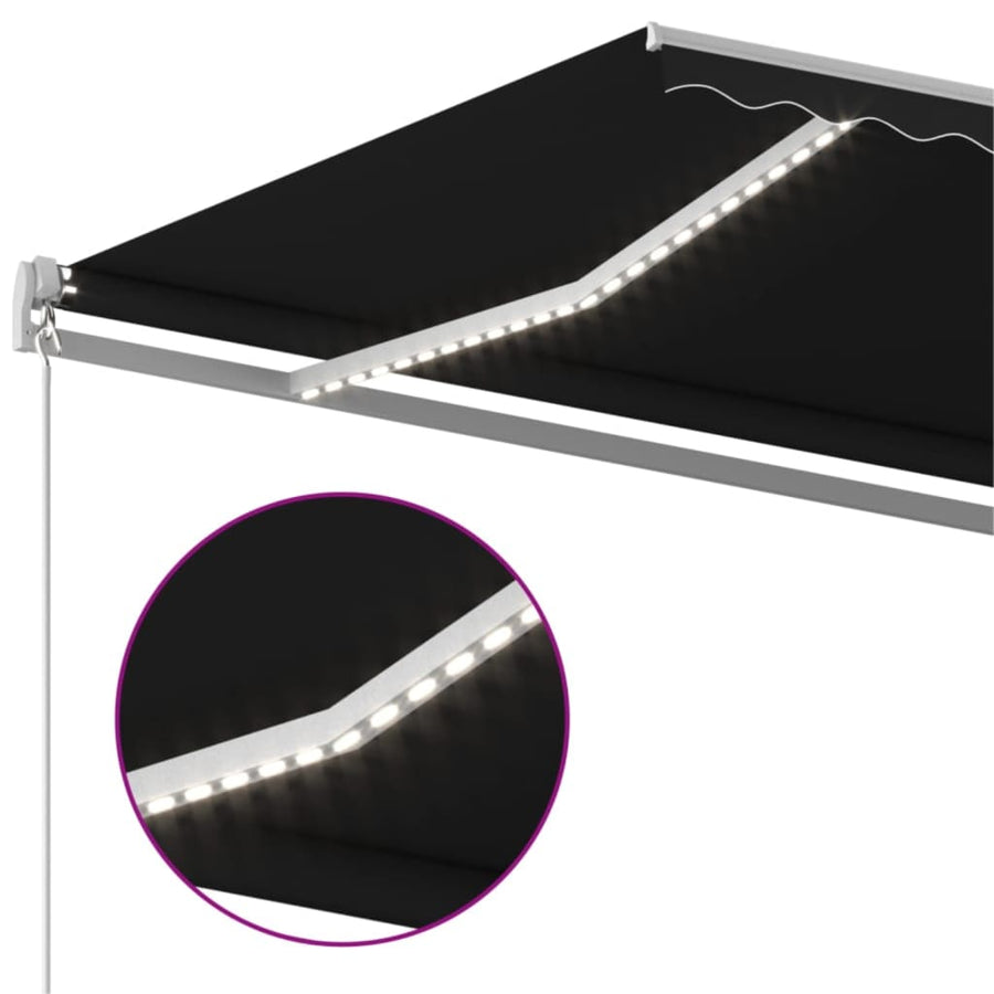 Luifel Handmatig Uittrekbaar Met Led 500X300 Cm Antracietkleur 500 x 300 cm