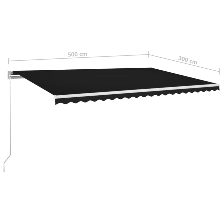 Luifel Handmatig Uittrekbaar Met Led 500X300 Cm Antracietkleur 500 x 300 cm