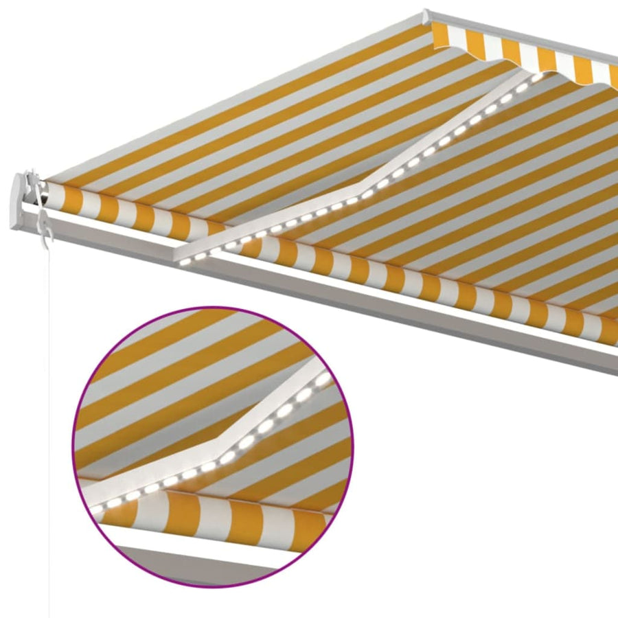 Luifel Automatisch Met Led En Windsensor 500 x 300 cm Geel en wit