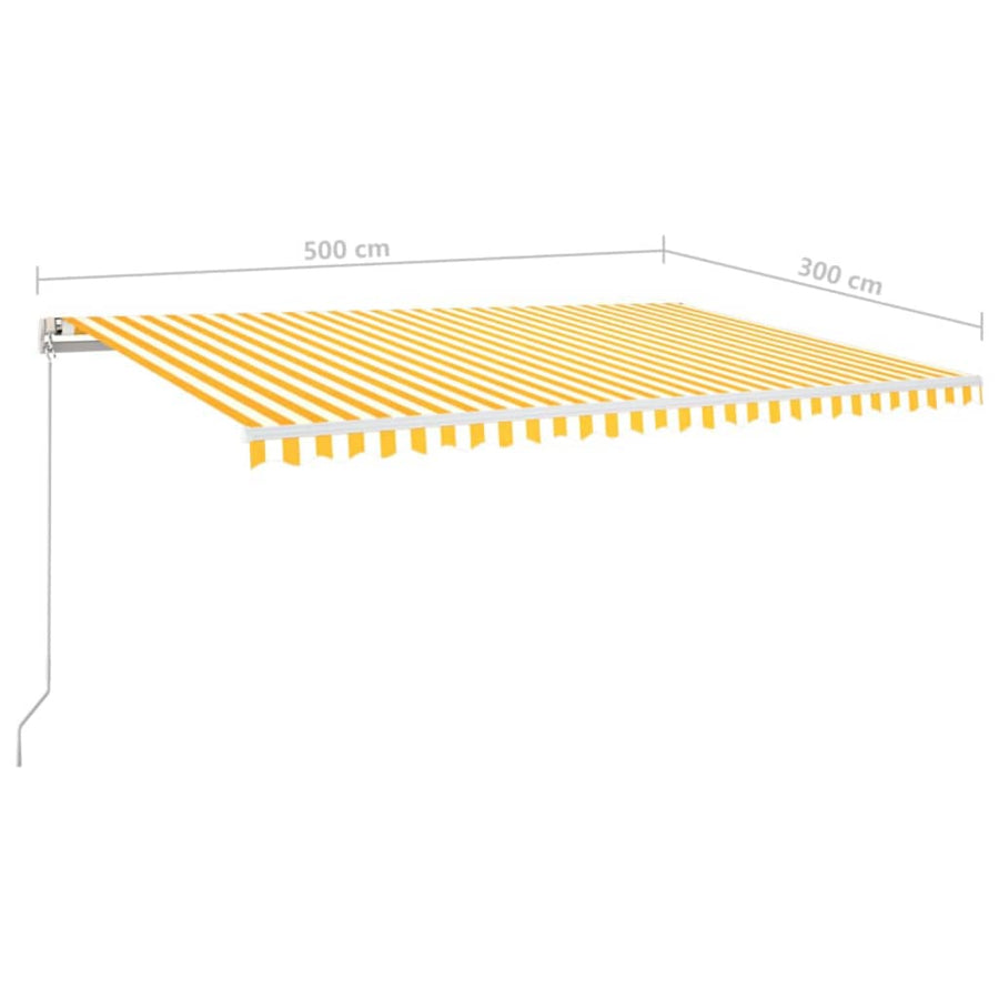 Luifel Automatisch Met Led En Windsensor 500 x 300 cm Geel en wit