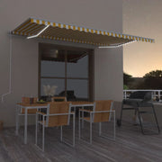 Luifel automatisch 500x300 cm geel wit met LED en windsensor