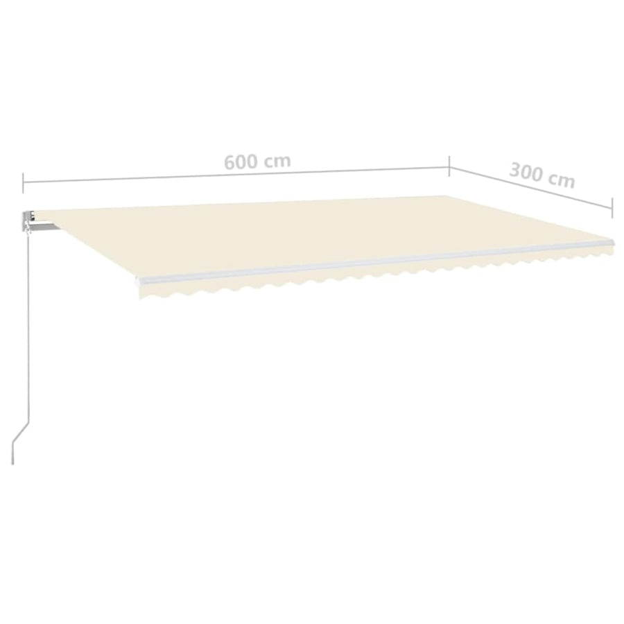 Luifel Handmatig Uittrekbaar Met Led 600X300 Cm Crèmekleurig 600 x 300 cm