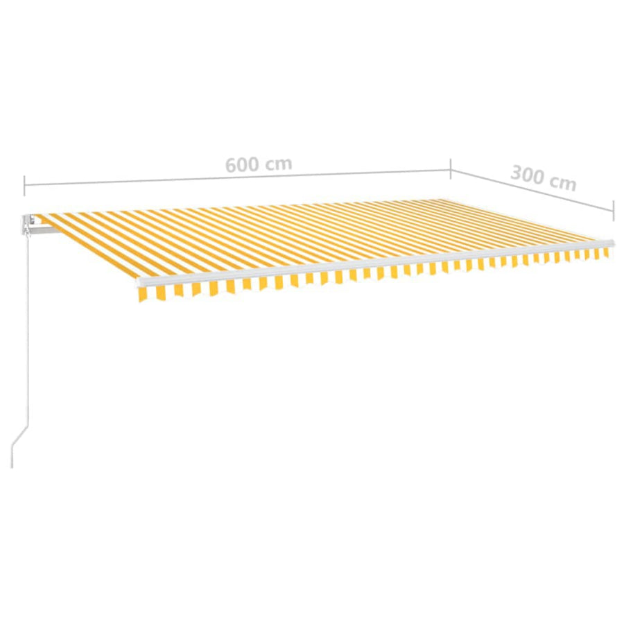 Luifel Handmatig Uittrekbaar Met Led 600X300 Cm Geel En Wit 600 x 300 cm