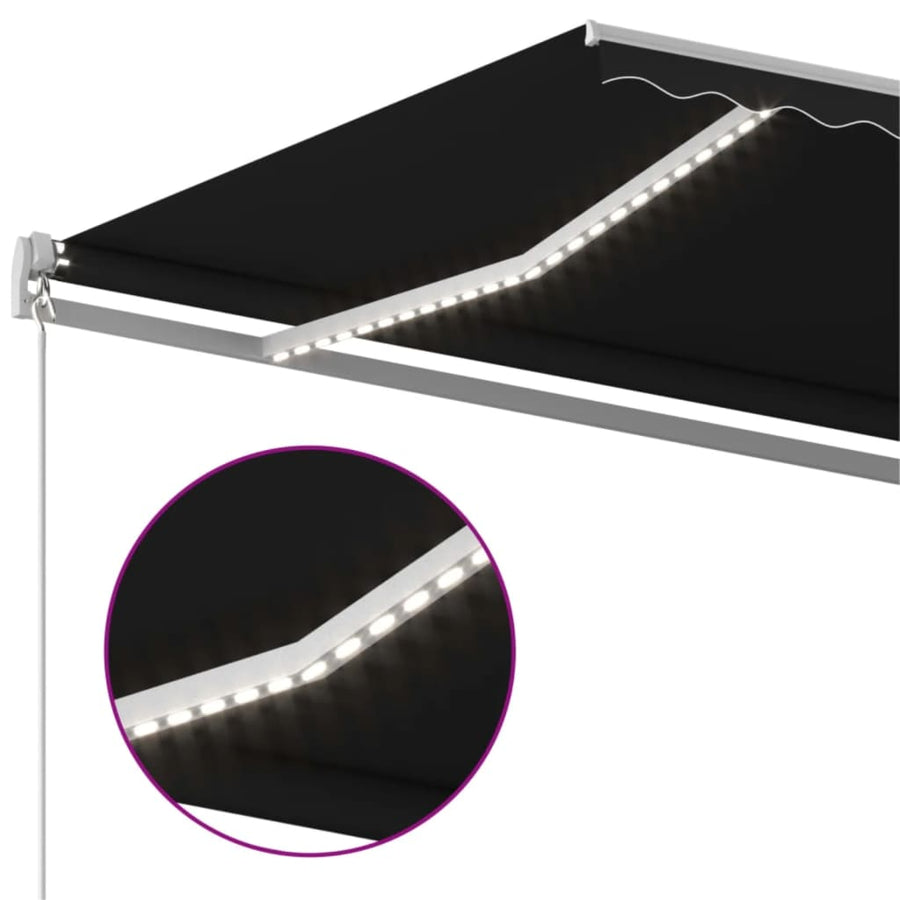 Luifel Handmatig Uittrekbaar Met Led 600X300 Cm Antracietkleur 600 x 300 cm
