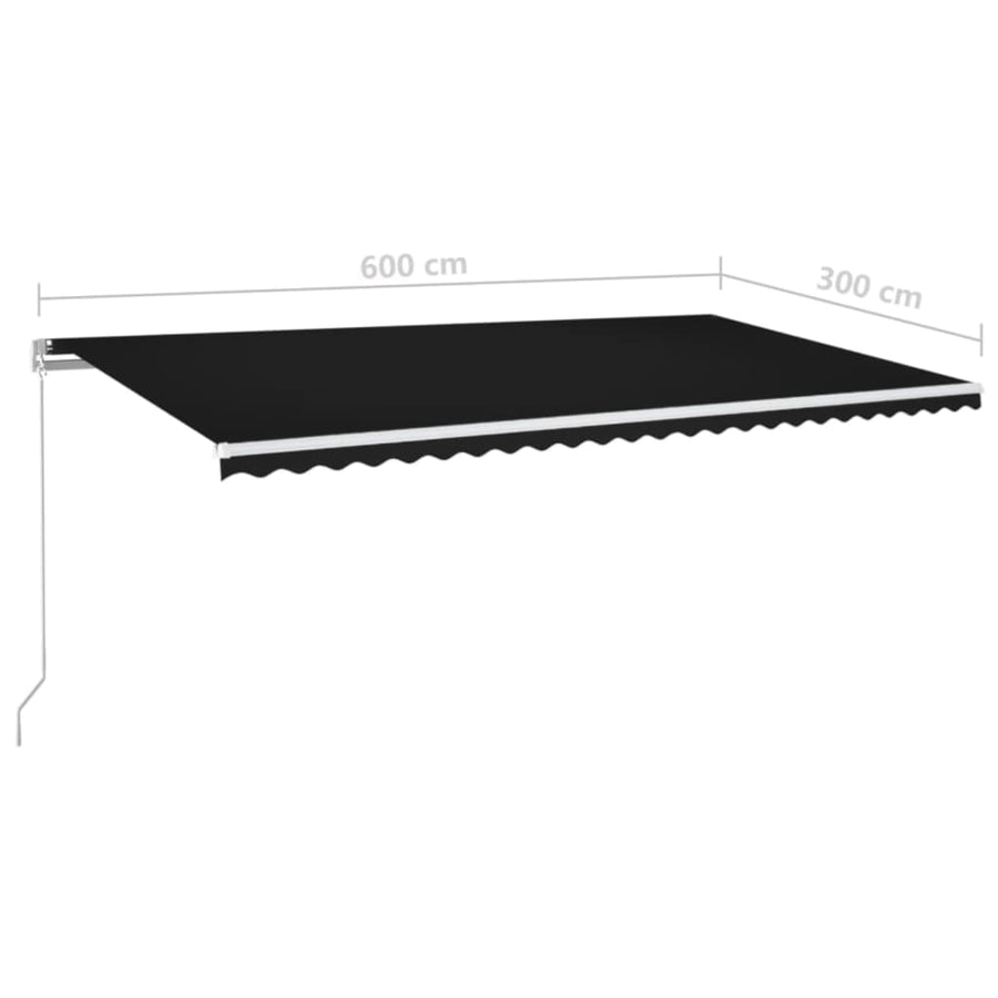 Luifel Handmatig Uittrekbaar Met Led 600X300 Cm Antracietkleur 600 x 300 cm