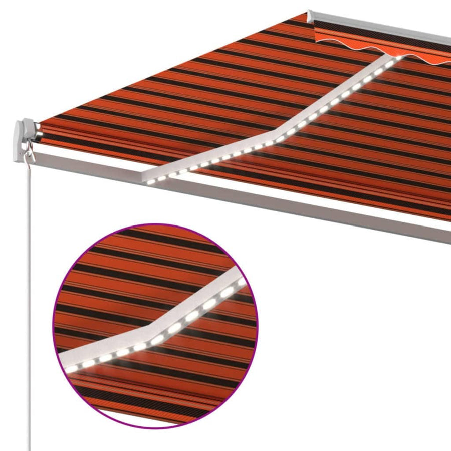 Luifel Handmatig Uittrekbaar Met Led 600X300 Cm Oranje En Bruin 600 x 300 cm Multikleur