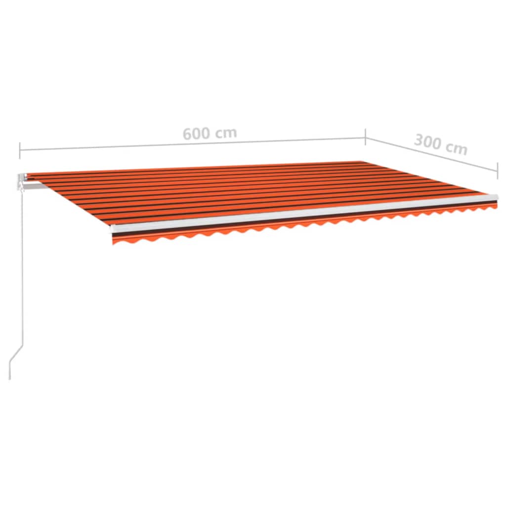 Luifel Handmatig Uittrekbaar Met Led 600X300 Cm Oranje En Bruin 600 x 300 cm Multikleur