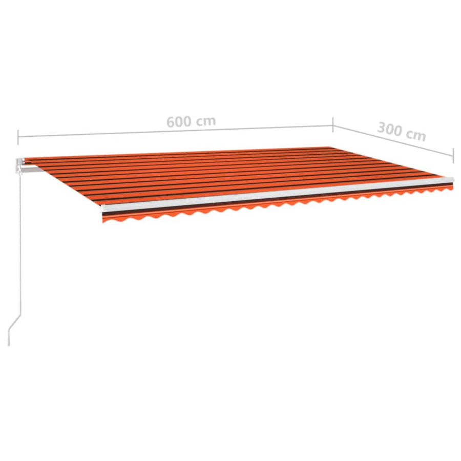 Luifel Handmatig Uittrekbaar Met Led 600X300 Cm Oranje En Bruin 600 x 300 cm Multikleur