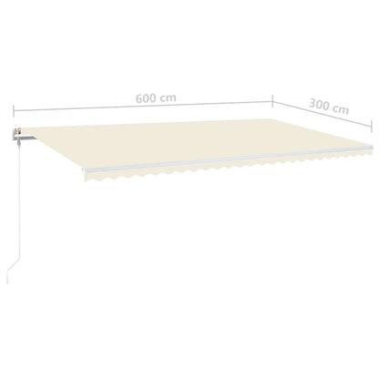 Luifel Automatisch Met Led En Windsensor 600X300 Cm Crèmekleur 600 x 300 cm