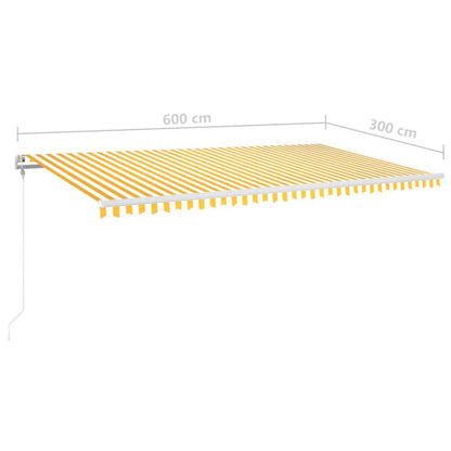 Luifel Automatisch Met Led En Windsensor 600 x 300 cm Geel en wit