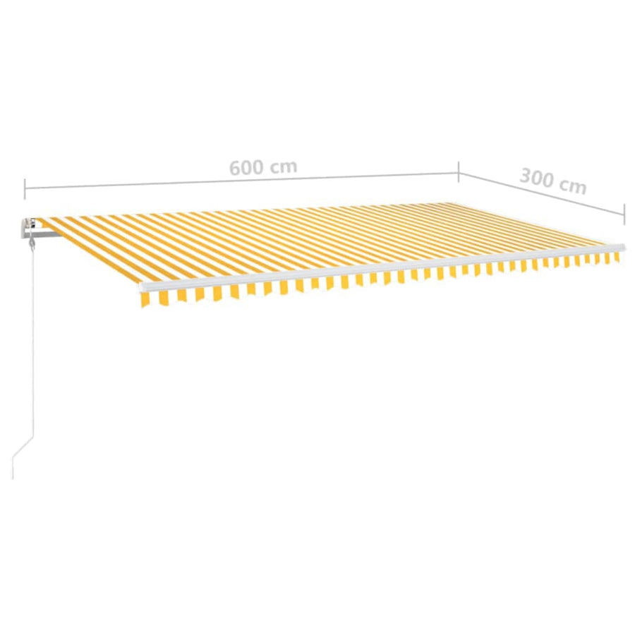 Luifel Automatisch Met Led En Windsensor 600 x 300 cm Geel en wit