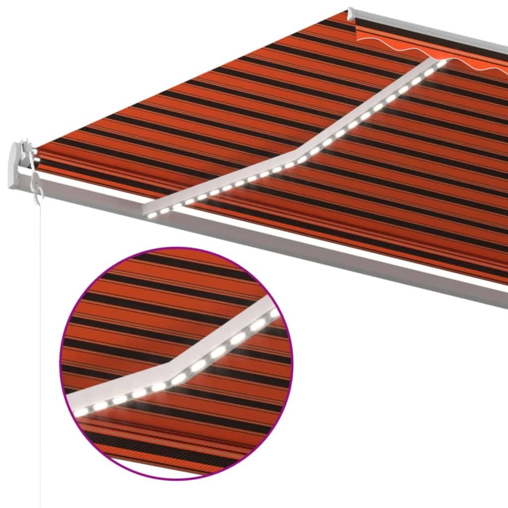 Luifel Automatisch Met Led Windsensor Oranje Bruin 600 x 300 cm Multikleur