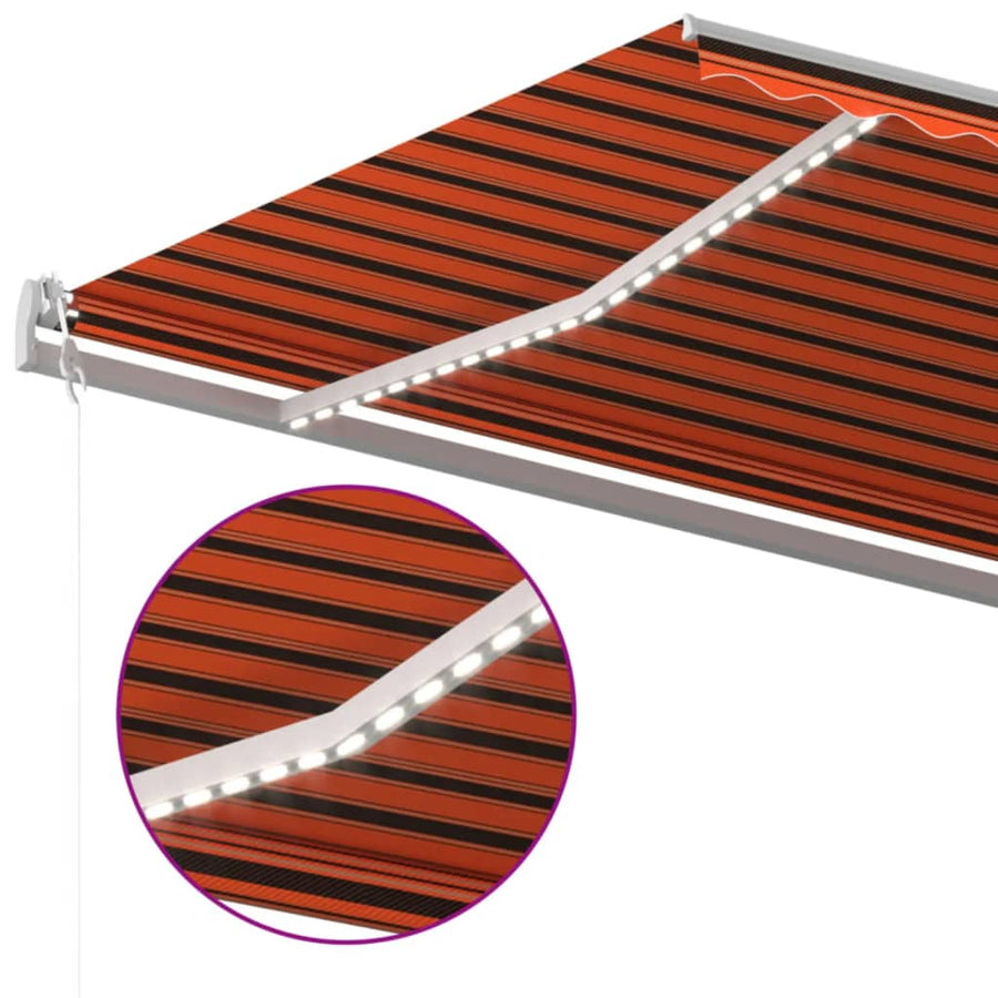 Luifel Automatisch Met Led Windsensor Oranje Bruin 600 x 300 cm Multikleur